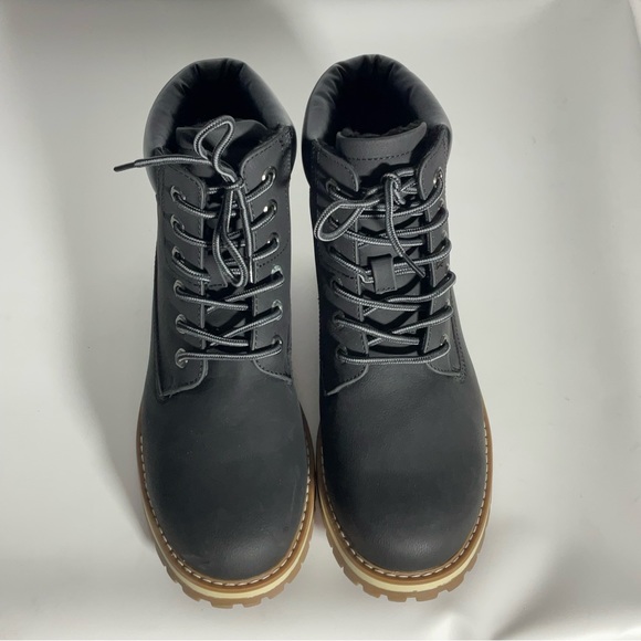 Bruno Marc Black Lace-Up Ankle Boot with Rubber Sole Padded Ankle Padding Sz 9.5 - Picture 4 of 16